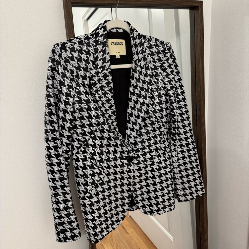 L’agence Chamberlain Sequin Houndstooth Blazer